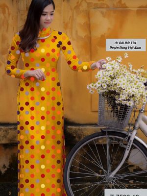 Vải áo dài chấm bi thiết kế 2020 AD T7596 39 vai ao dai cham bi thanh lich 1229110