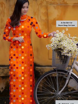 Vải áo dài chấm bi thiết kế 2020 AD T7596 27 vai ao dai cham bi thanh lich 172921