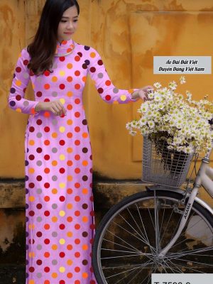 Vải áo dài chấm bi thiết kế 2020 AD T7596 30 vai ao dai cham bi thanh lich 429120