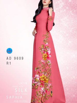 Vải áo dài hoa in 3D mới ra AD 9609 20 vai ao dai duyen dang kieu sa mau moi 152019