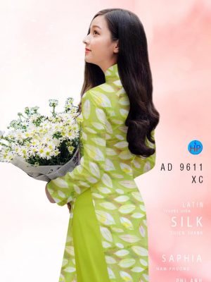 Vải áo dài hình lá kiểu mới AD 9611 26 vai ao dai hinh la deu gia re shop my my long lanh 790202