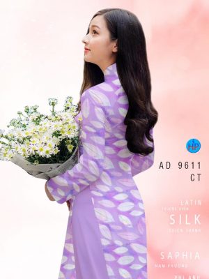 Vải áo dài hình lá kiểu mới AD 9611 34 vai ao dai hinh la deu gia re shop my my ua chuong 290225