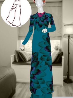 Vải áo dài hoa in 3D kiểu mới AD T7590 25 vai ao dai hoa 3d dep 157330