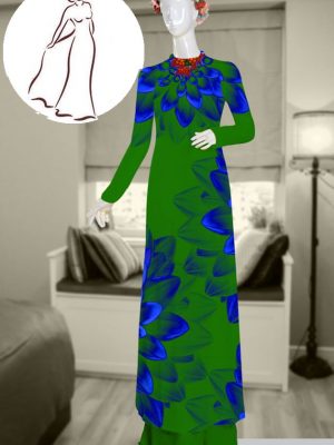 Vải áo dài hoa in 3D kiểu mới AD T7590 21 vai ao dai hoa 3d doc dao 57342