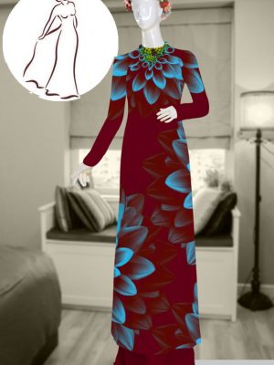 Vải áo dài hoa in 3D kiểu mới AD T7590 22 vai ao dai hoa 3d duoc chon nhieu 197329