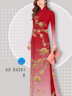 Vải áo dài hoa hồng mới ra AD B4261 22 vai ao dai hoa 3d long lanh 6046
