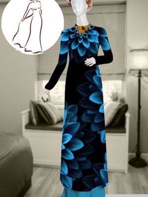 Vải áo dài hoa in 3D kiểu mới AD T7590 15 vai ao dai hoa 3d mau moi 1473126