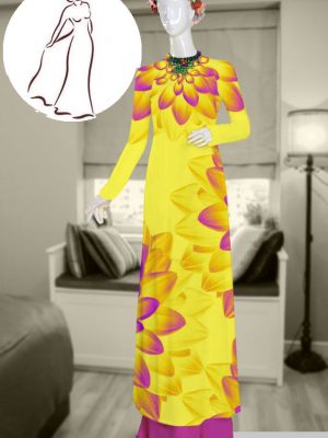 Vải áo dài hoa in 3D kiểu mới AD T7590 16 vai ao dai hoa 3d mau moi 1573242