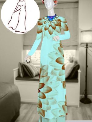 Vải áo dài hoa in 3D kiểu mới AD T7590 20 vai ao dai hoa 3d phong cach 137398