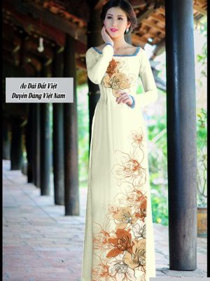 Vải áo dài hoa 3D mới ra AD T5260 16 vai ao dai hoa 3d thuot tha 18117
