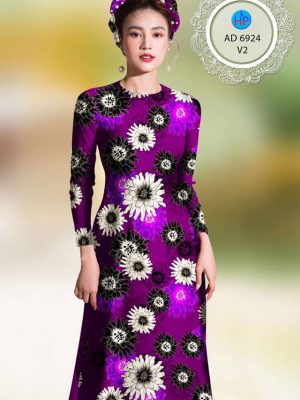 Vải áo dài hoa đều mới ra AD 6924 35 vai ao dai hoa cuc long lanh 772104