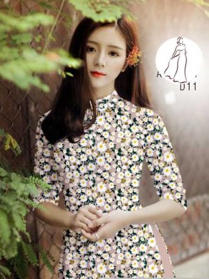 Vải áo dài hoa cúc đều kiểu mới AD H14560 37 vai ao dai hoa cuc nhi 1