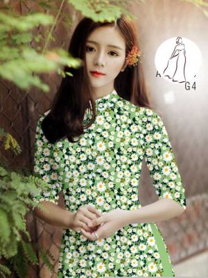 Vải áo dài hoa cúc đều kiểu mới AD H14560 28 vai ao dai hoa cuc nhi 10