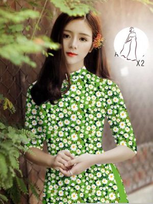 Vải áo dài hoa cúc đều kiểu mới AD H14560 27 vai ao dai hoa cuc nhi 11