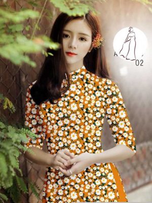 Vải áo dài hoa cúc đều kiểu mới AD H14560 22 vai ao dai hoa cuc nhi 16