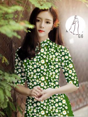 Vải áo dài hoa cúc đều kiểu mới AD H14560 34 vai ao dai hoa cuc nhi 4