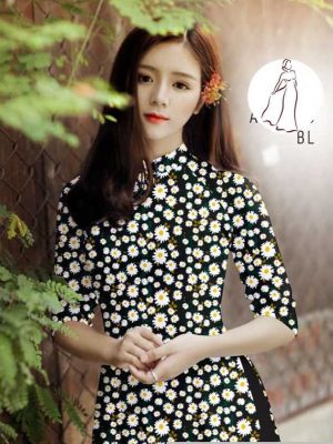 Vải áo dài hoa cúc đều kiểu mới AD H14560 32 vai ao dai hoa cuc nhi 6
