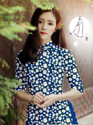 Vải áo dài hoa cúc đều kiểu mới AD H14560 31 vai ao dai hoa cuc nhi 7