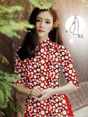 Vải áo dài hoa cúc đều kiểu mới AD H14560 29 vai ao dai hoa cuc nhi 9