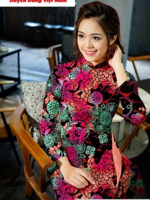 Vải áo dài hoa văn thiết kế 2020 AD T7207 11 vai ao dai hoa deu 6 1
