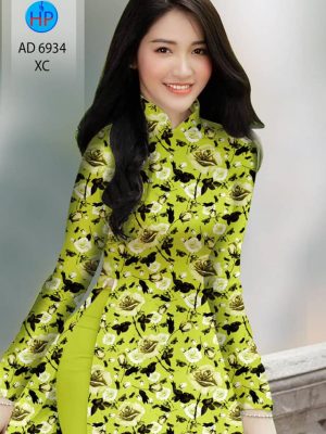 Vải áo dài hoa hồng đều thiết kế 2020 AD 6934 24 vai ao dai hoa deu dam tham 069296
