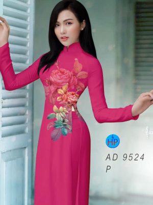 Vải áo dài hoa hồng mới ra AD 9524 25 vai ao dai hoa hong cuc hot 170797