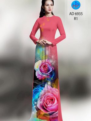 Vải áo dài hoa hồng mới ra AD 6935 34 vai ao dai hoa hong cuc hot 49254