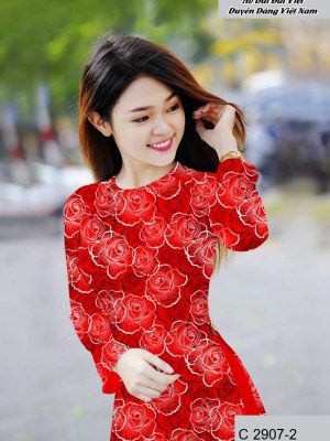 Vải áo dài hoa hồng đều kiểu mới AD C2907 39 vai ao dai hoa hong deu cuc hot 1651156