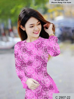 Vải áo dài hoa hồng đều kiểu mới AD C2907 33 vai ao dai hoa hong deu da dang 1051139