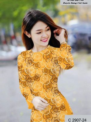 Vải áo dài hoa hồng đều kiểu mới AD C2907 40 vai ao dai hoa hong deu dam tham 051209