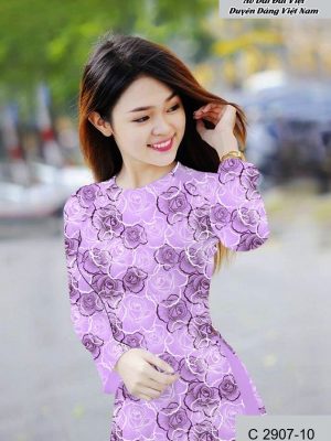 Vải áo dài hoa hồng đều kiểu mới AD C2907 50 vai ao dai hoa hong deu dep 0518