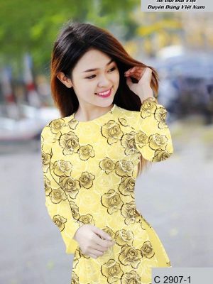 Vải áo dài hoa hồng đều kiểu mới AD C2907 42 vai ao dai hoa hong deu dep 185149