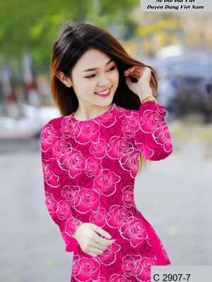 Vải áo dài hoa hồng đều kiểu mới AD C2907 30 vai ao dai hoa hong deu dep 351273