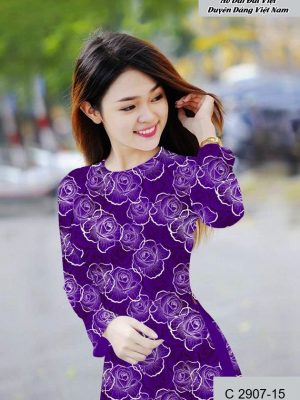 Vải áo dài hoa hồng đều kiểu mới AD C2907 52 vai ao dai hoa hong deu dep 75130