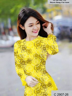 Vải áo dài hoa hồng đều kiểu mới AD C2907 41 vai ao dai hoa hong deu mau moi 1251218