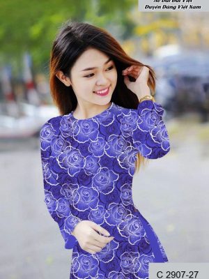 Vải áo dài hoa hồng đều kiểu mới AD C2907 49 vai ao dai hoa hong deu mau moi 651190