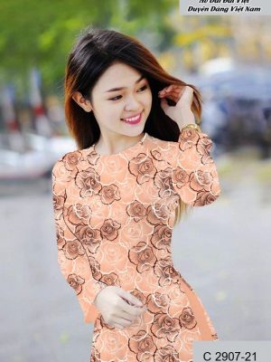 Vải áo dài hoa hồng đều kiểu mới AD C2907 31 vai ao dai hoa hong deu phong cach 135139