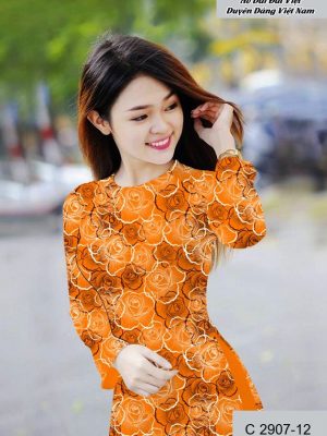 Vải áo dài hoa hồng đều kiểu mới AD C2907 34 vai ao dai hoa hong deu phong cach 2051196