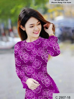 Vải áo dài hoa hồng đều kiểu mới AD C2907 51 vai ao dai hoa hong deu thuot tha 135191