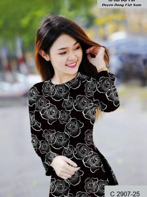 Vải áo dài hoa hồng đều kiểu mới AD C2907 54 vai ao dai hoa hong deu ua chuong 951132