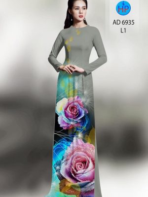 Vải áo dài hoa hồng mới ra AD 6935 36 vai ao dai hoa hong long lanh 1892164