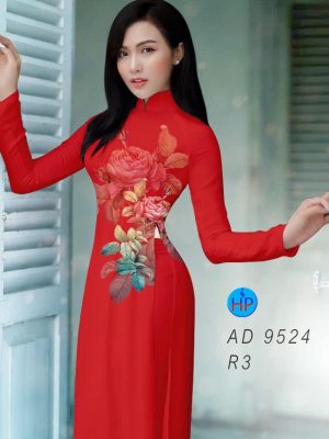 Vải áo dài hoa hồng mới ra AD 9524 26 vai ao dai hoa hong long lanh 6078