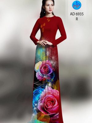 Vải áo dài hoa hồng mới ra AD 6935 21 vai ao dai hoa hong long lanh 99293