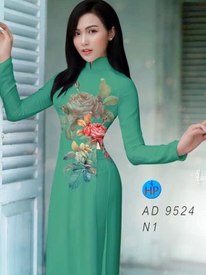 Vải áo dài hoa hồng mới ra AD 9524 27 vai ao dai hoa hong thanh lich 1007104