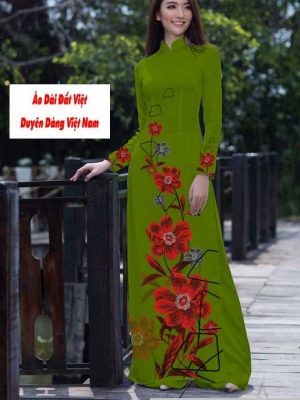 Vải áo dài hoa 3D kiểu mới AD T7557 55 vai ao dai hoa in 3d 1