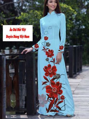 Vải áo dài hoa 3D kiểu mới AD T7557 53 vai ao dai hoa in 3d 3