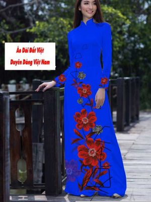 Vải áo dài hoa 3D kiểu mới AD T7557 50 vai ao dai hoa in 3d 6