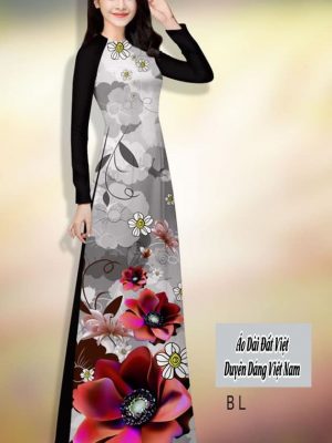 Vải áo dài hoa in 3D kiểu mới AD H14508 36 vai ao dai hoa in 3d dang hot 202147