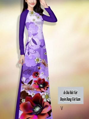 Vải áo dài hoa in 3D kiểu mới AD H14508 25 vai ao dai hoa in 3d mau moi 1002139