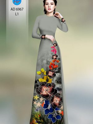 Vải áo dài hoa in 3D kiểu mới AD 6967 35 vai ao dai hoa in 3d shop my my gia re cuc dep 104913